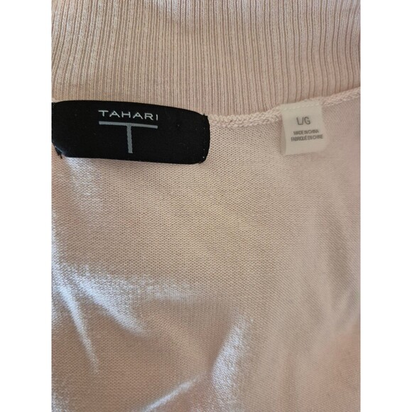 Tahari Cardigan Sweater Pastel Pink Sweater Open Front Sz L - Picture 5 of 6